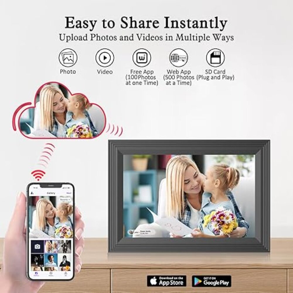 SAMMIX Digital Picture Frame WiFi Digital Photo Frame, 10.1 Inch - Picture 5 of 6